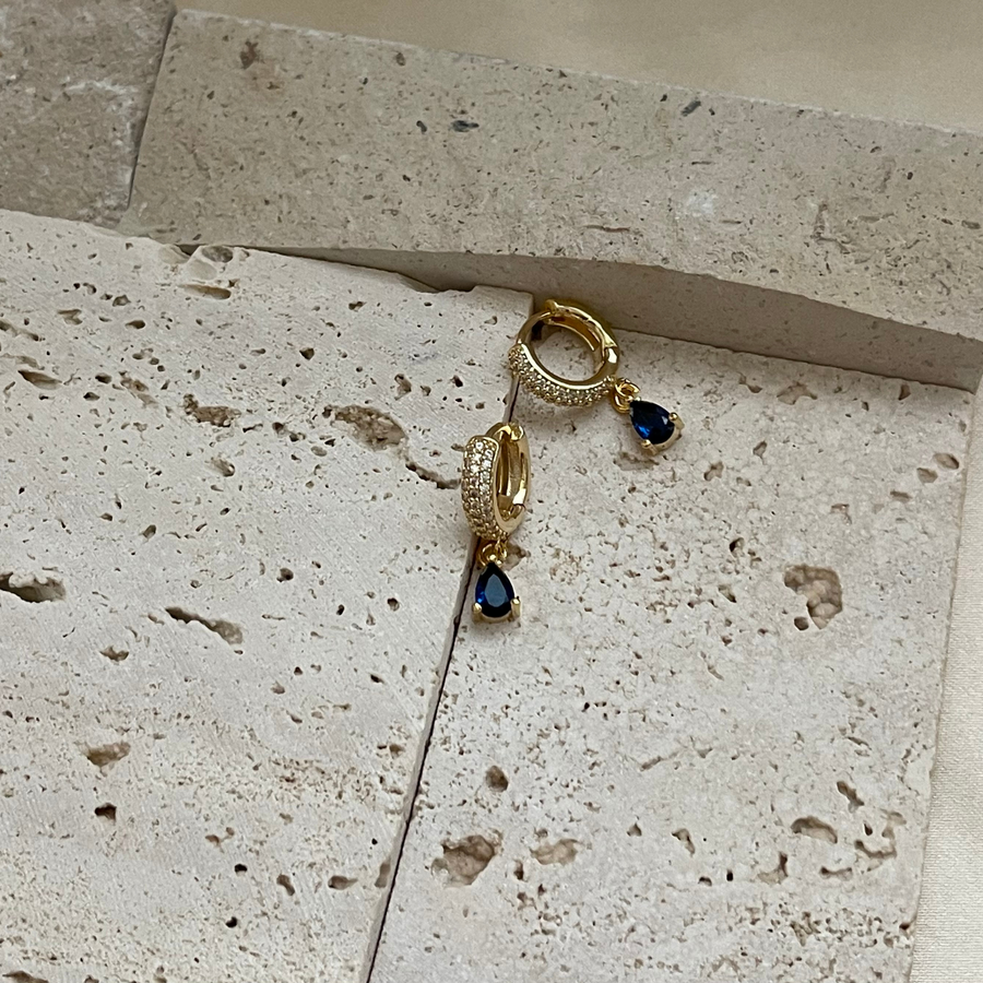 E009 - Gold Filled Blue Earrings