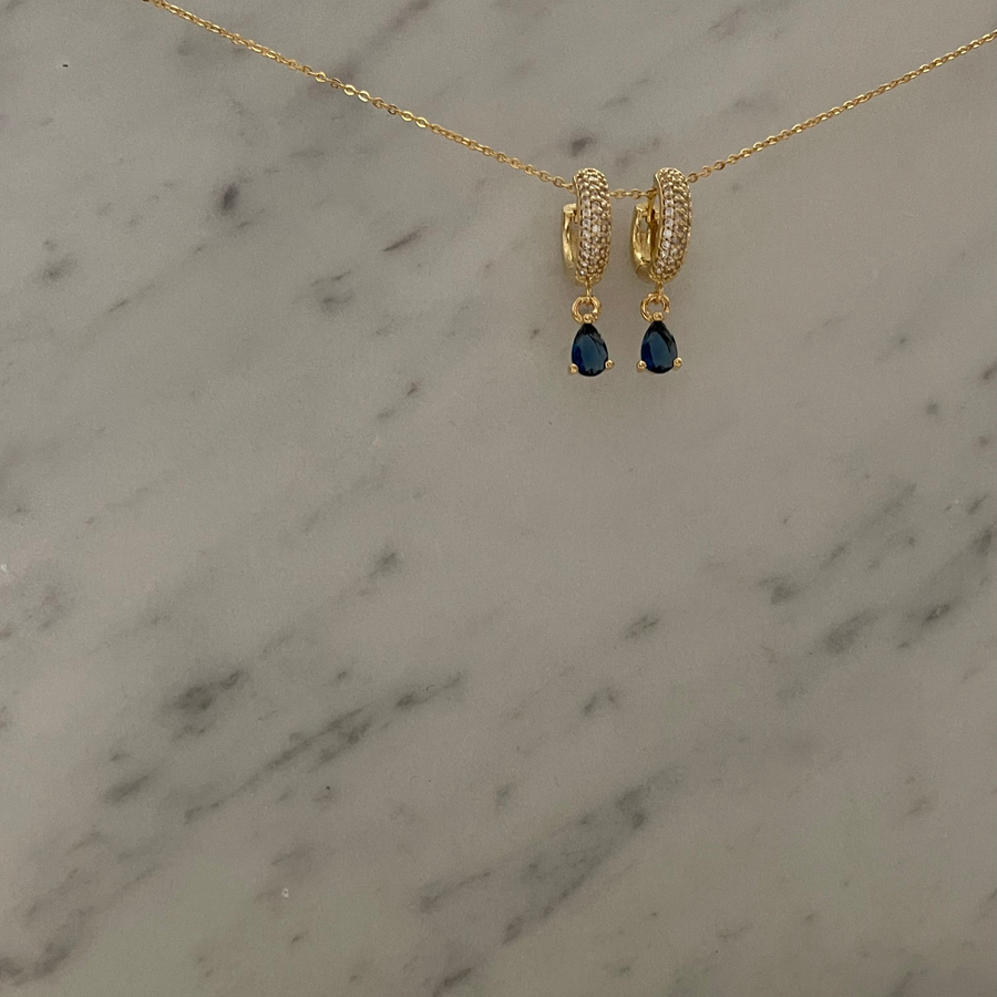E009 - Gold Filled Blue Earrings