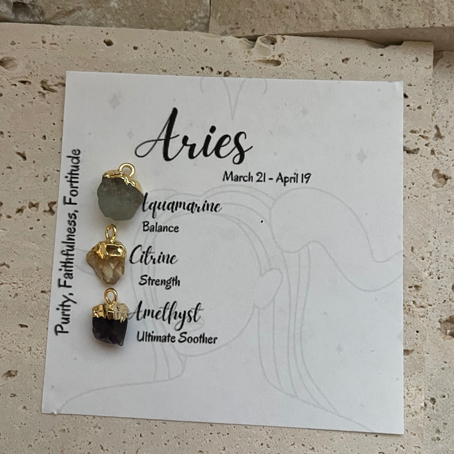 3 Gemstone Zodiac Necklace