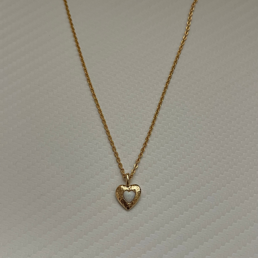 N004 - Gold Filled Heart Opal Necklace