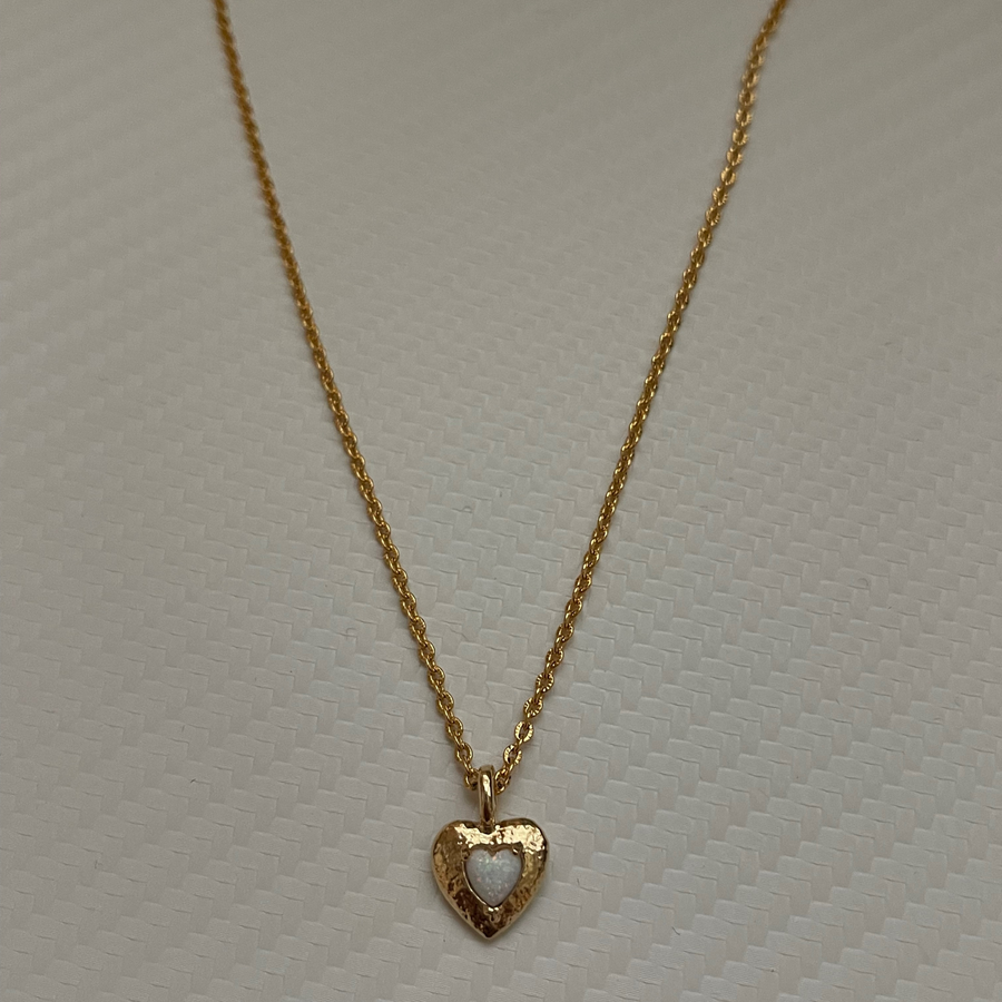 N004 - Gold Filled Heart Opal Necklace