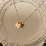 Tiny Secret Initial & Heart Charm Necklace