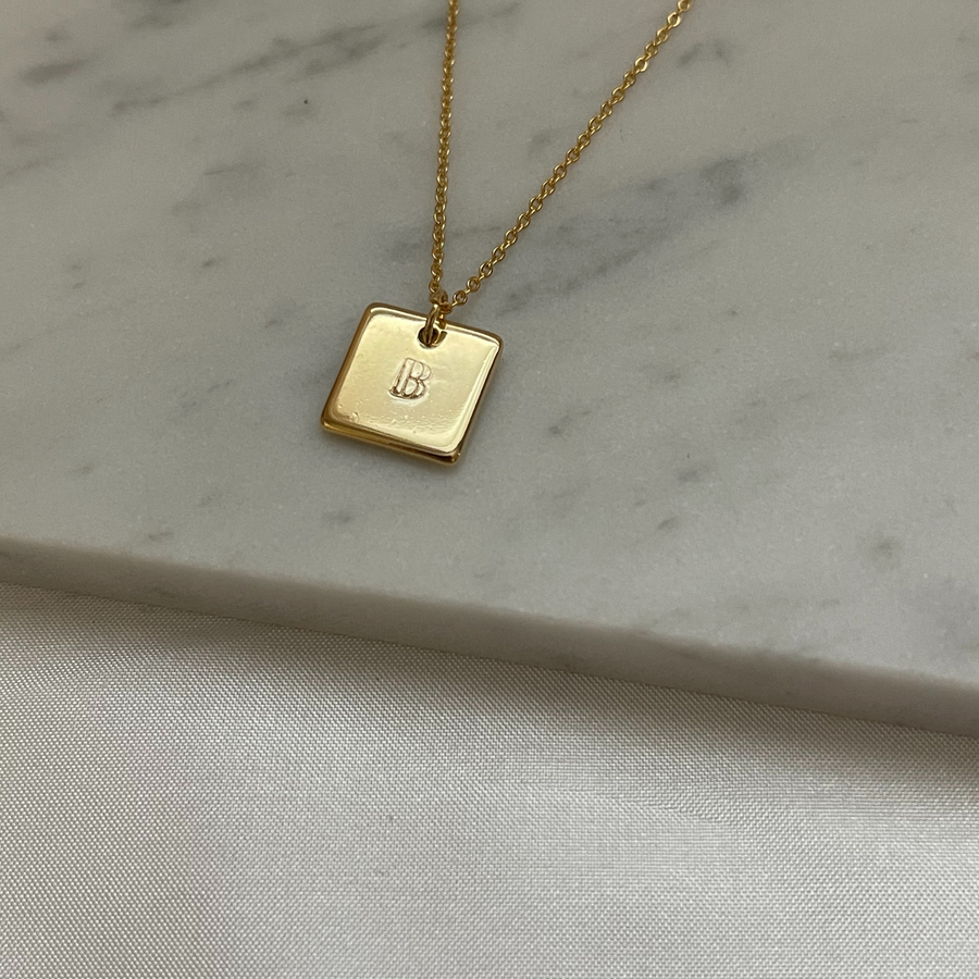 Personalized Square Initial Necklace Main Haiven Jewelry