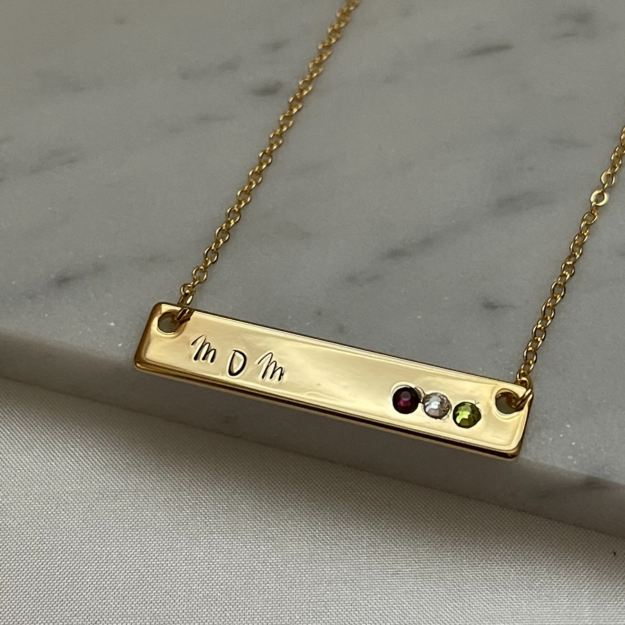 Birthstone bar necklace online for mom
