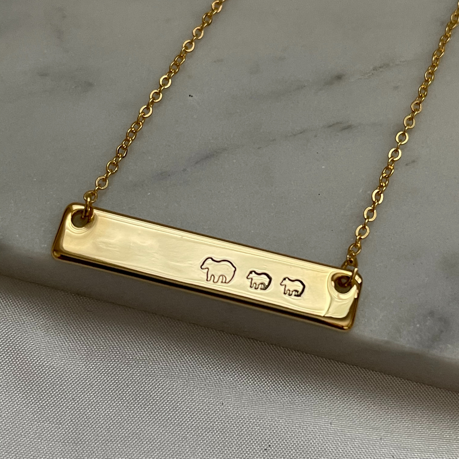 Personalized Mama and Baby Bear Bar Necklace