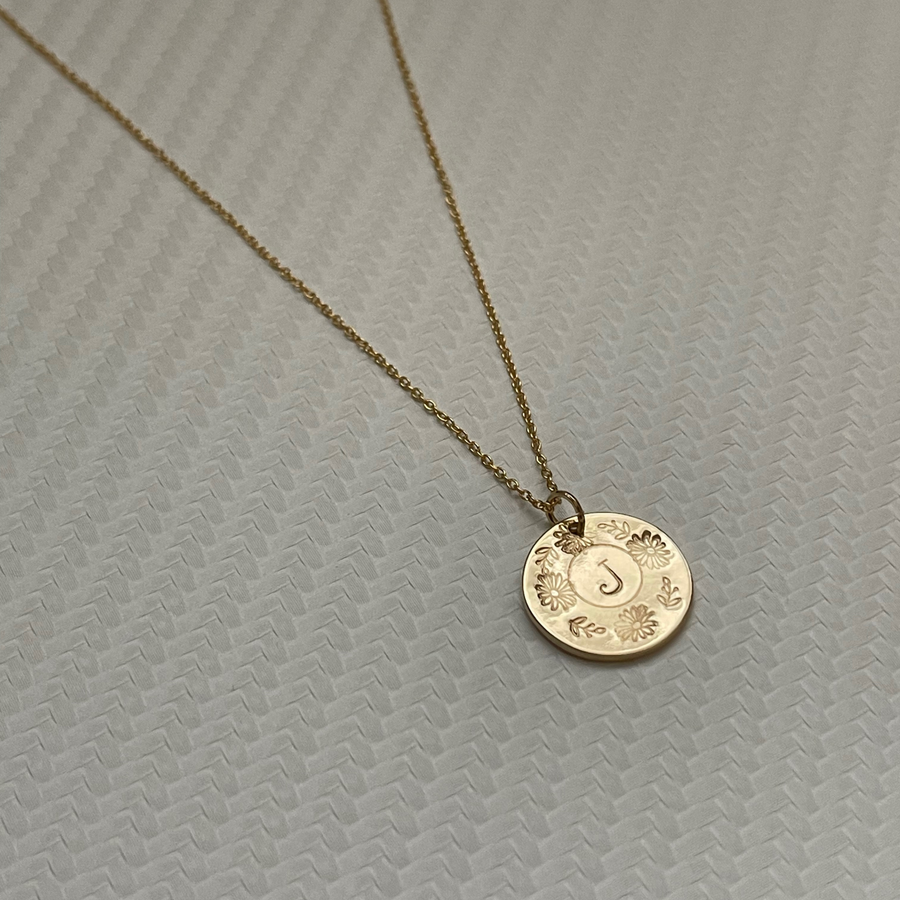 Personalized Birth Flower with Initial Necklace